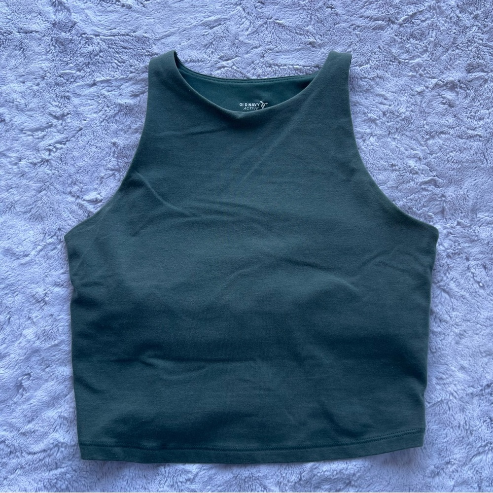 Old Navy Active Powerchill Light Support Go Dry Green Crop Tank Top - Size Small